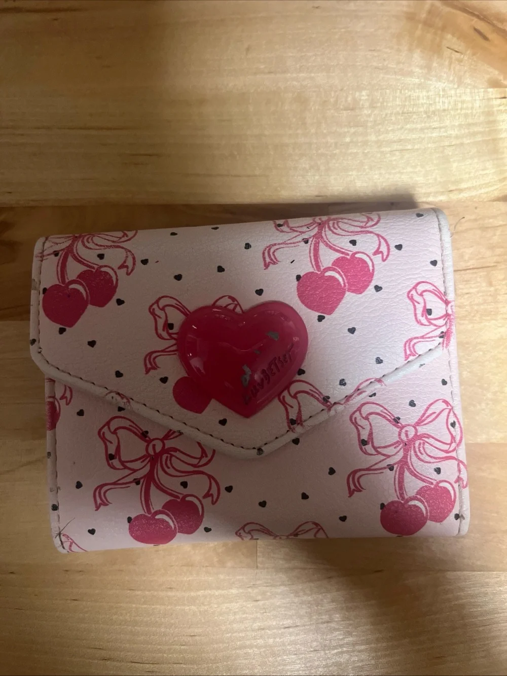 Betsey Johnson Pink Cherry Heart  Wallet